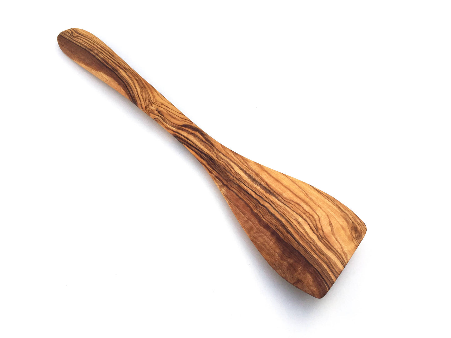 Handgjord stekspade i olivträ med brett handtag
