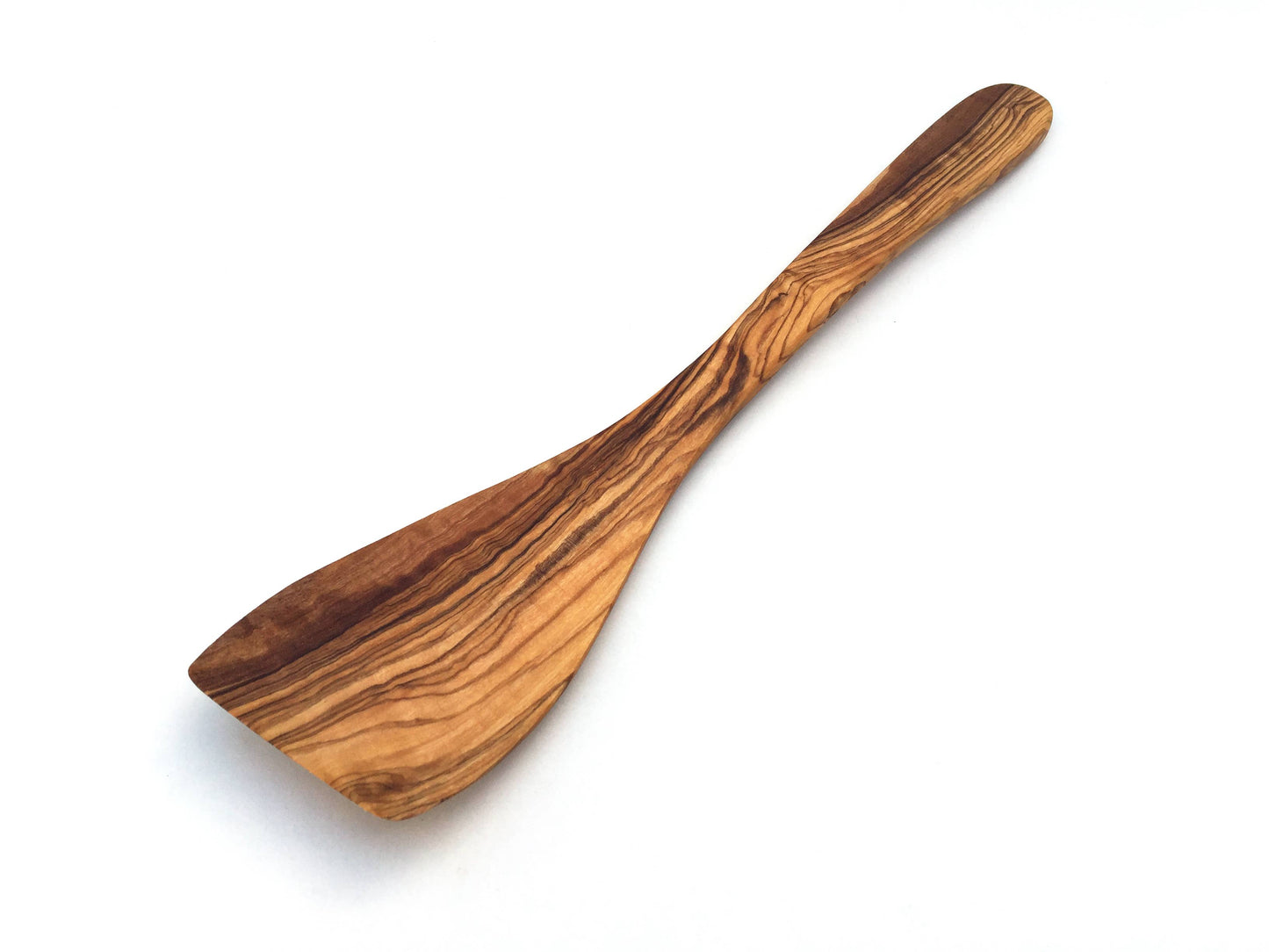 Handgjord stekspade i olivträ med brett handtag